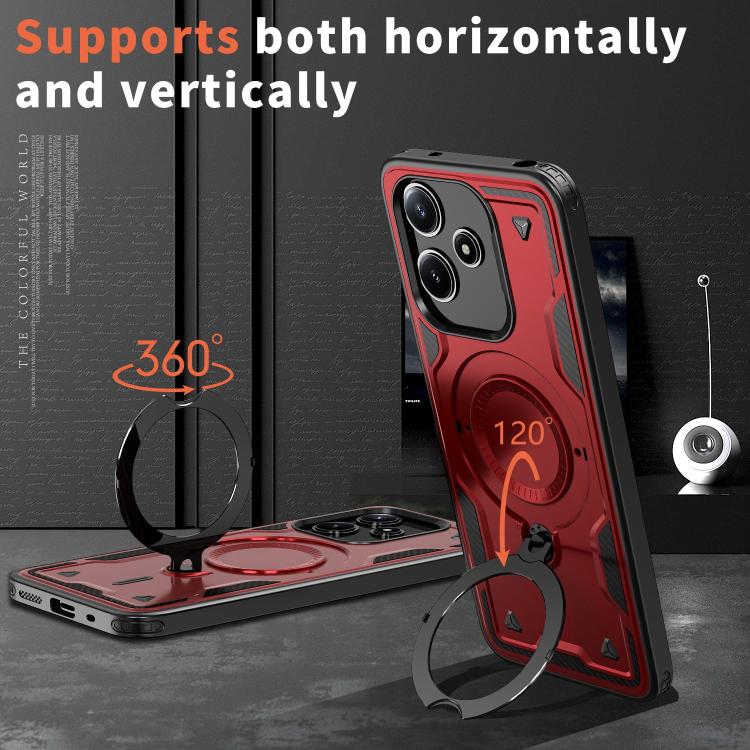 For Redmi 12 5G PC Hybrid TPU Armor MagSafe Ring Holder Phone Case