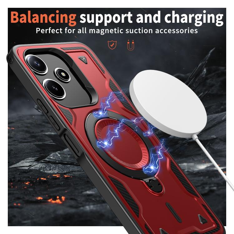 For Redmi 12 5G PC Hybrid TPU Armor MagSafe Ring Holder Phone Case