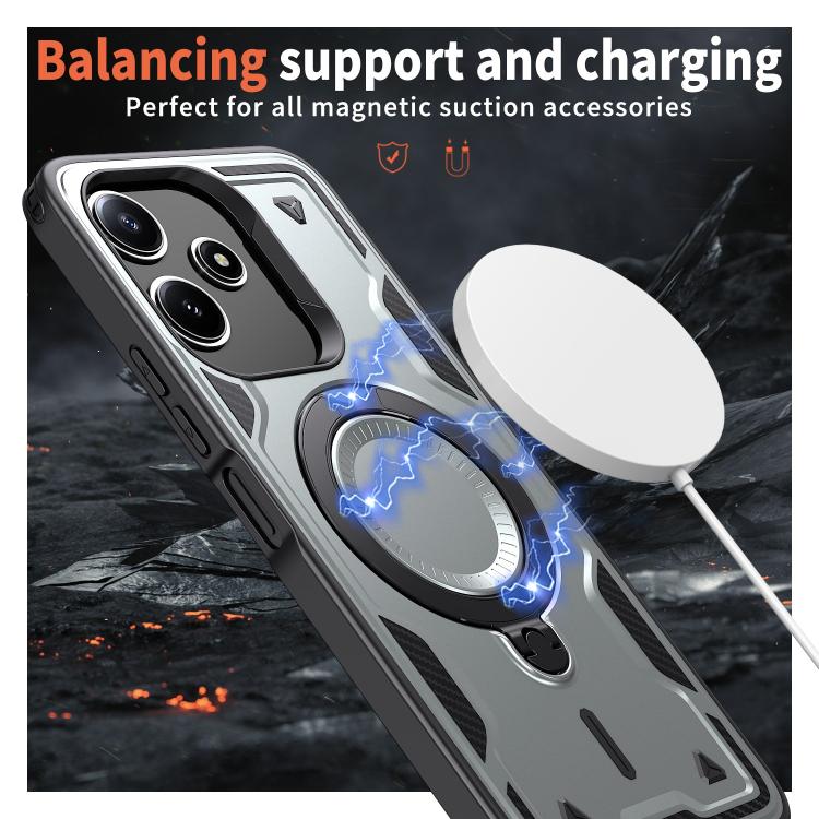 For Redmi 12 5G PC Hybrid TPU Armor MagSafe Ring Holder Phone Case