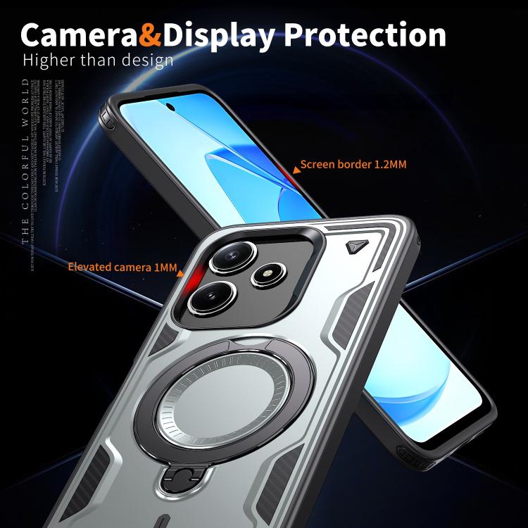 For Redmi 12 5G PC Hybrid TPU Armor MagSafe Ring Holder Phone Case