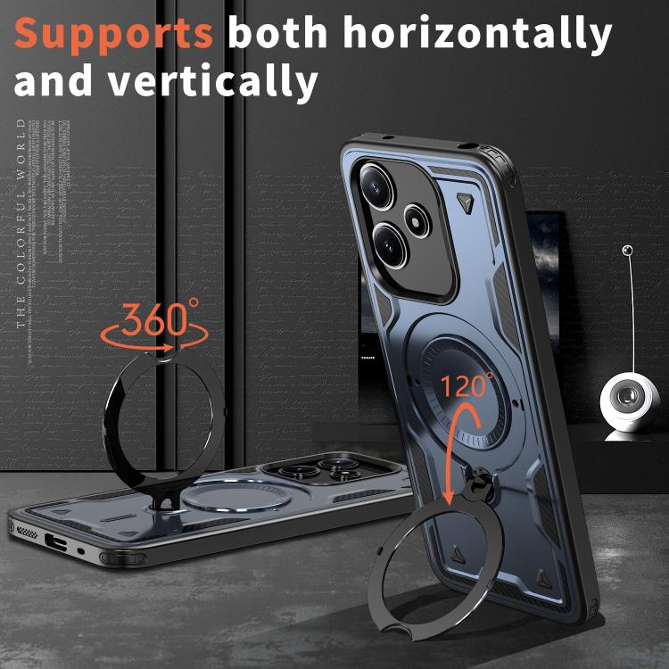 For Redmi 12 5G PC Hybrid TPU Armor MagSafe Ring Holder Phone Case
