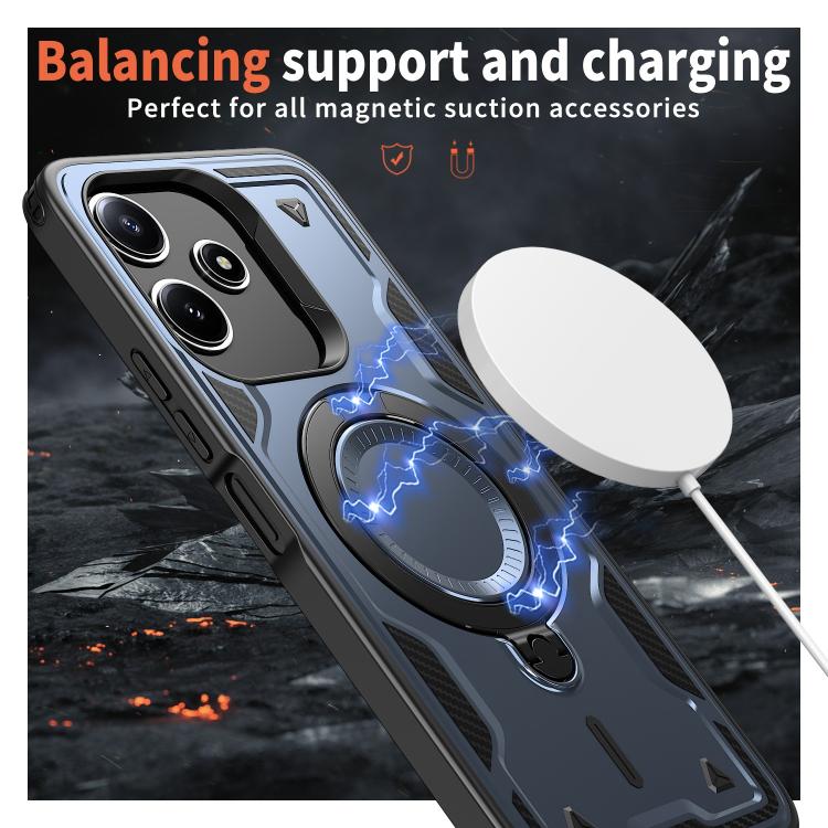 For Redmi 12 5G PC Hybrid TPU Armor MagSafe Ring Holder Phone Case
