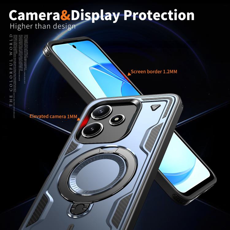For Redmi 12 5G PC Hybrid TPU Armor MagSafe Ring Holder Phone Case