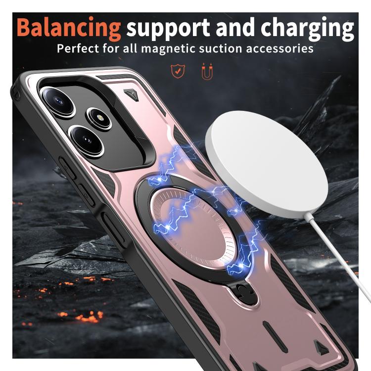 For Redmi 12 5G PC Hybrid TPU Armor MagSafe Ring Holder Phone Case