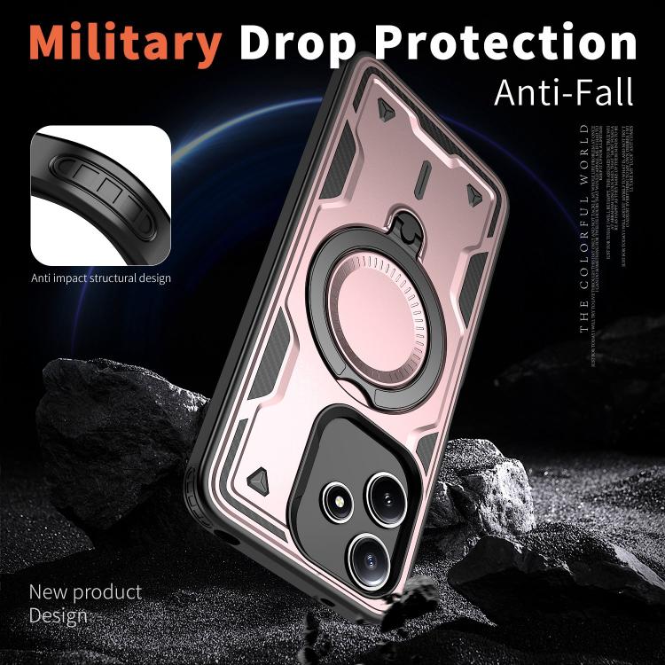 For Redmi 12 5G PC Hybrid TPU Armor MagSafe Ring Holder Phone Case