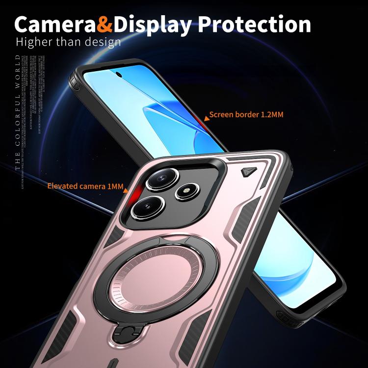 For Redmi 12 5G PC Hybrid TPU Armor MagSafe Ring Holder Phone Case