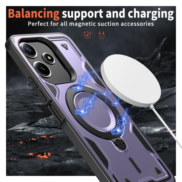 For Redmi 12 5G PC Hybrid TPU Armor MagSafe Ring Holder Phone Case