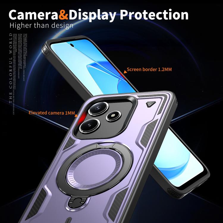 For Redmi 12 5G PC Hybrid TPU Armor MagSafe Ring Holder Phone Case