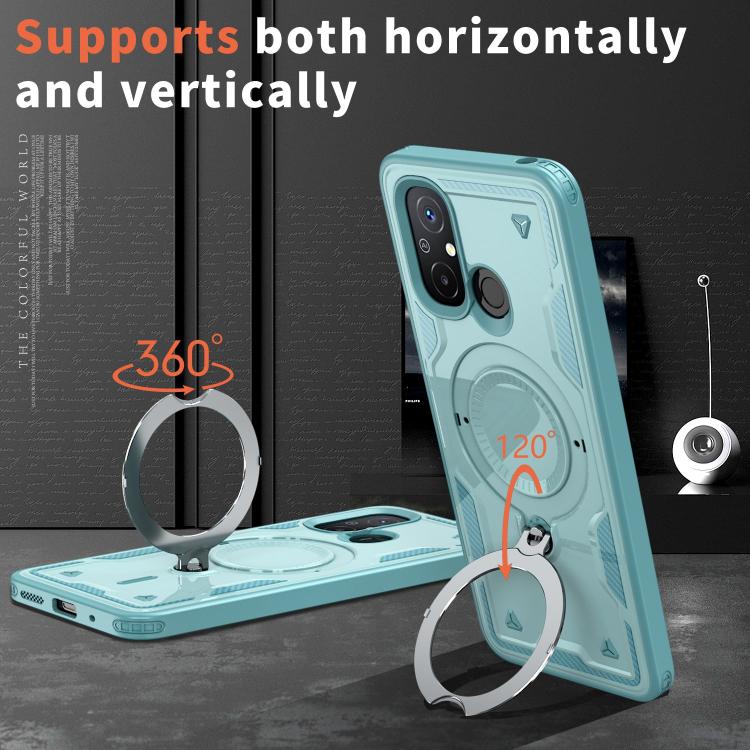 For Redmi 12C 4G PC Hybrid TPU Armor MagSafe Ring Holder Phone Case
