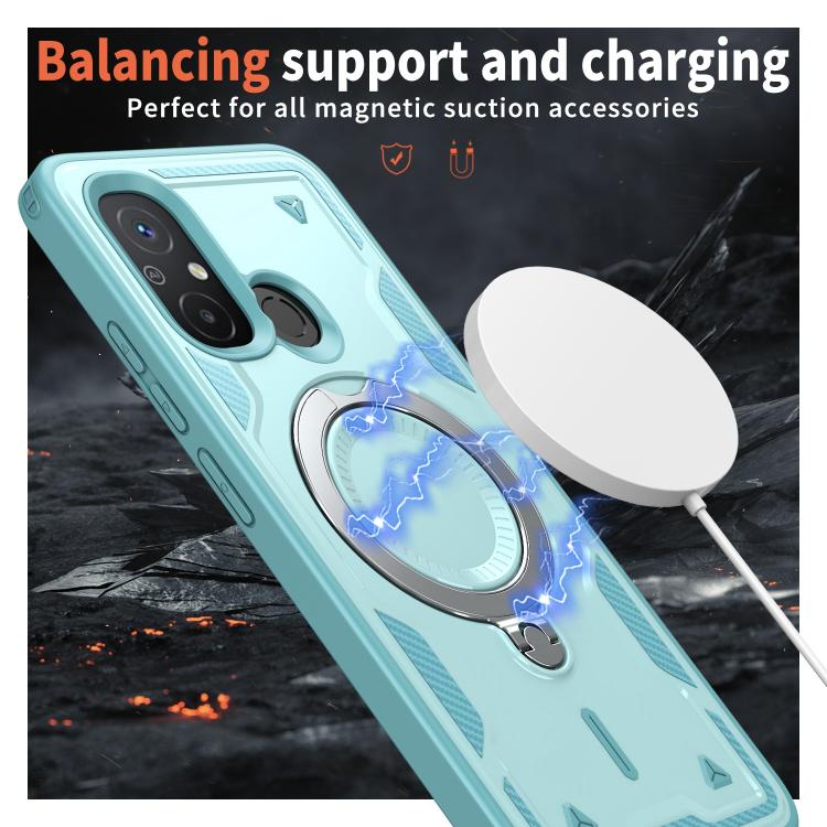 For Redmi 12C 4G PC Hybrid TPU Armor MagSafe Ring Holder Phone Case