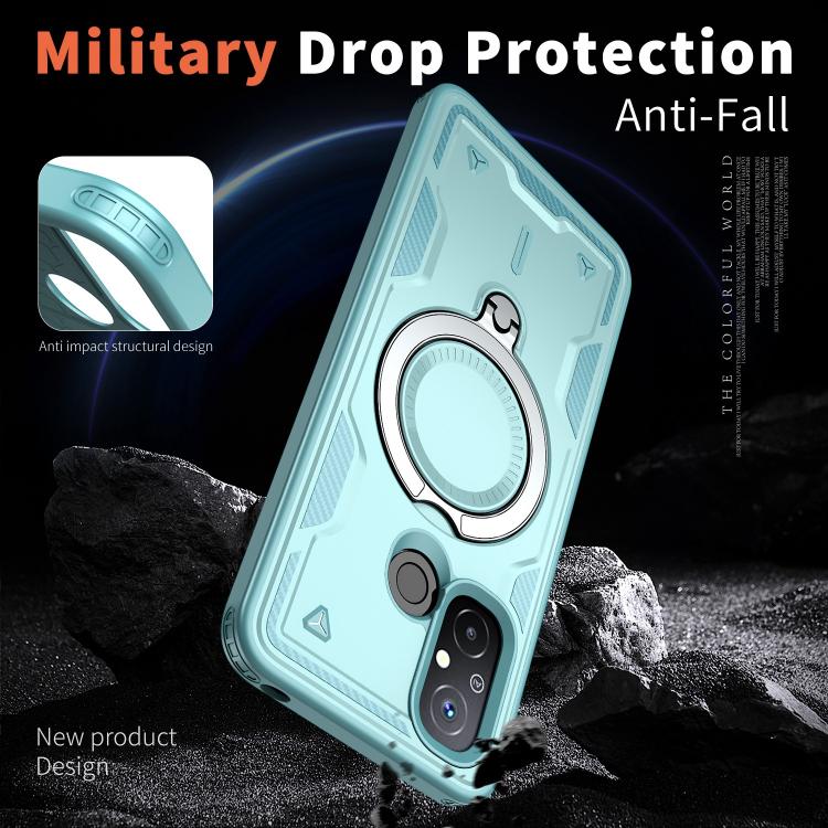 For Redmi 12C 4G PC Hybrid TPU Armor MagSafe Ring Holder Phone Case