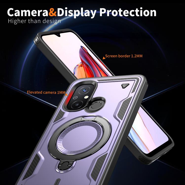 For Redmi 12C 4G PC Hybrid TPU Armor MagSafe Ring Holder Phone Case