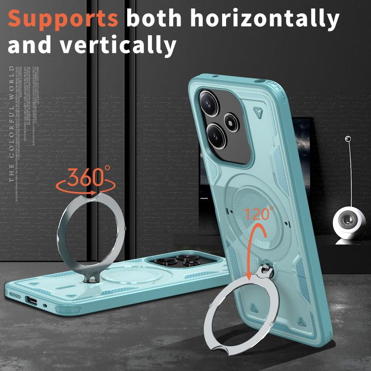 For Redmi 13 4G / 5G / Note 13R PC Hybrid TPU Armor MagSafe Ring Holder Phone Case