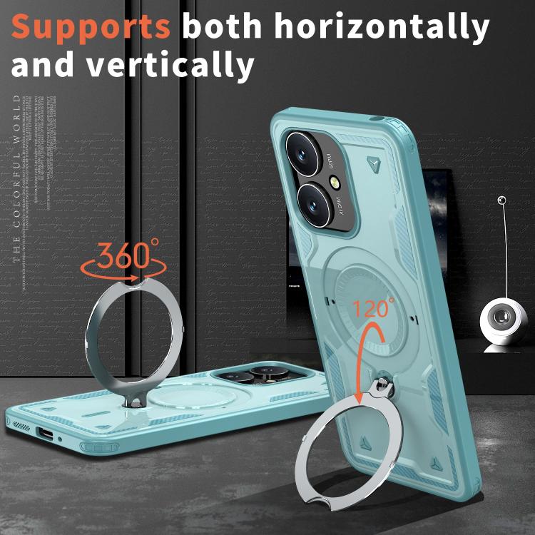 For Redmi 13C 5G PC Hybrid TPU Armor MagSafe Ring Holder Phone Case