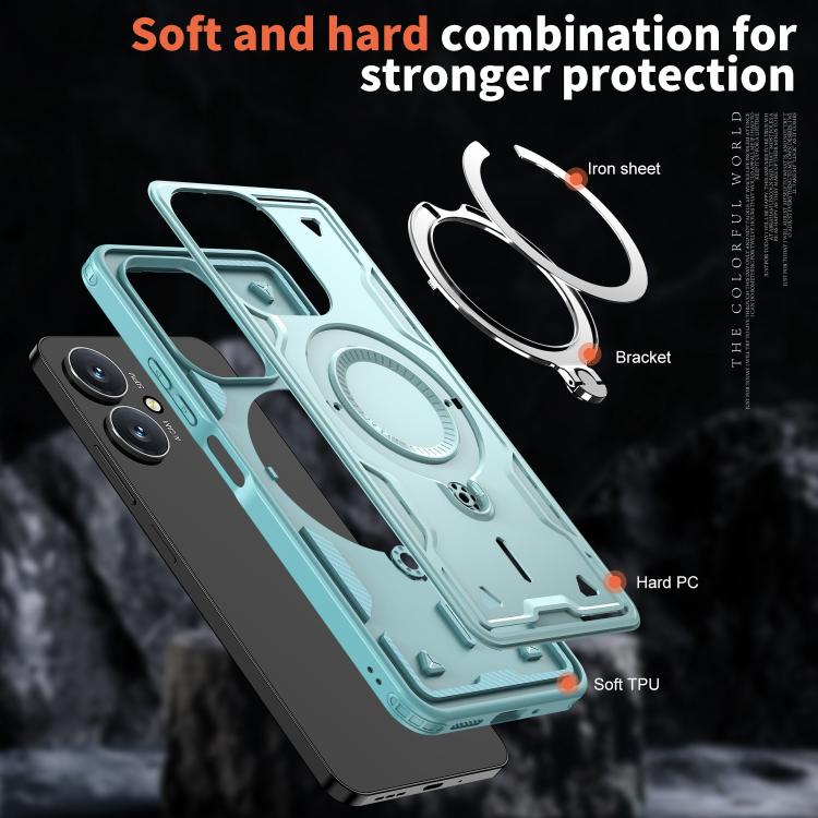 For Redmi 13C 5G PC Hybrid TPU Armor MagSafe Ring Holder Phone Case