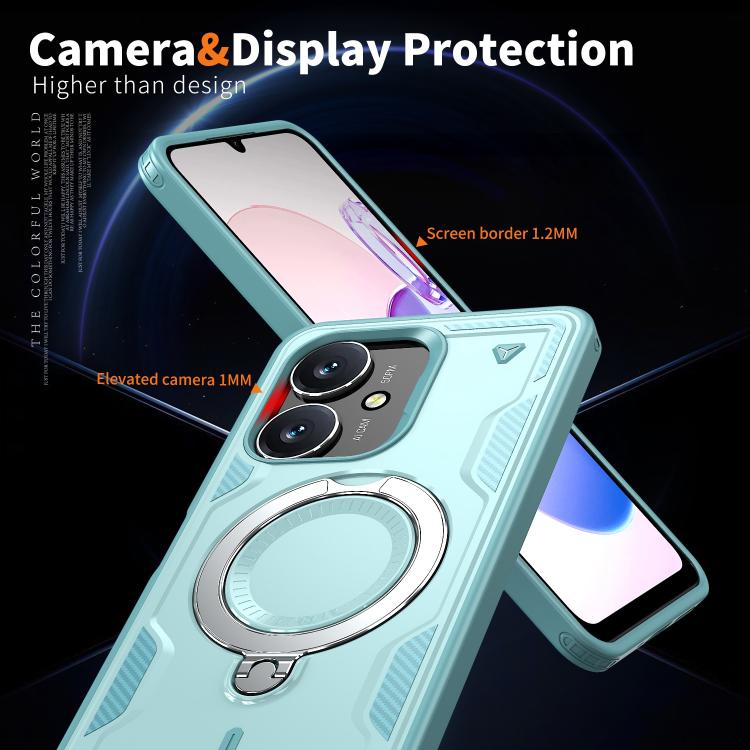 For Redmi 13C 5G PC Hybrid TPU Armor MagSafe Ring Holder Phone Case