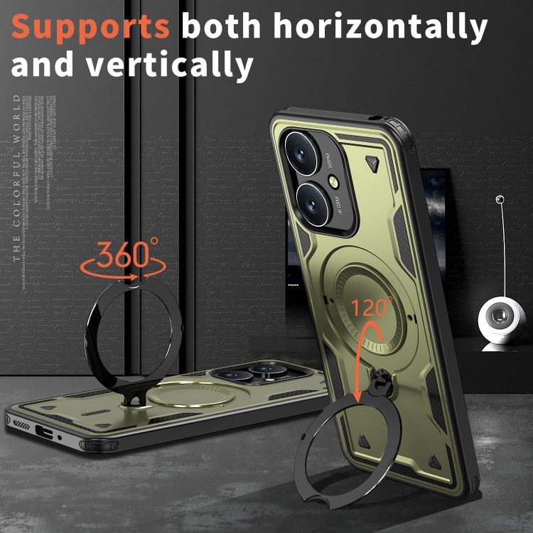 For Redmi 13C 5G PC Hybrid TPU Armor MagSafe Ring Holder Phone Case