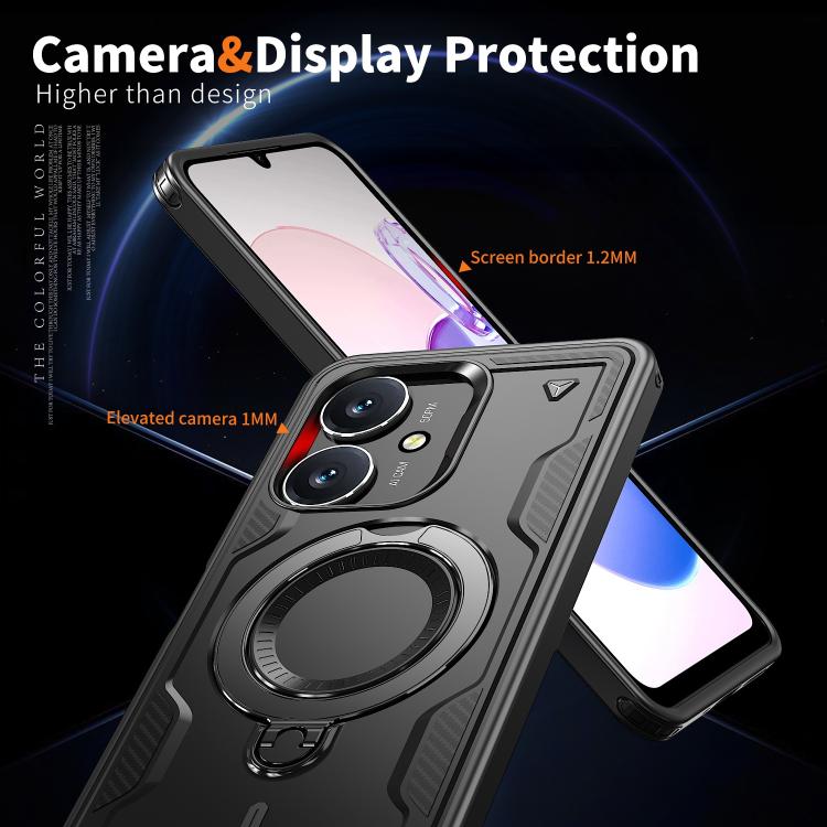 For Redmi 13C 5G PC Hybrid TPU Armor MagSafe Ring Holder Phone Case