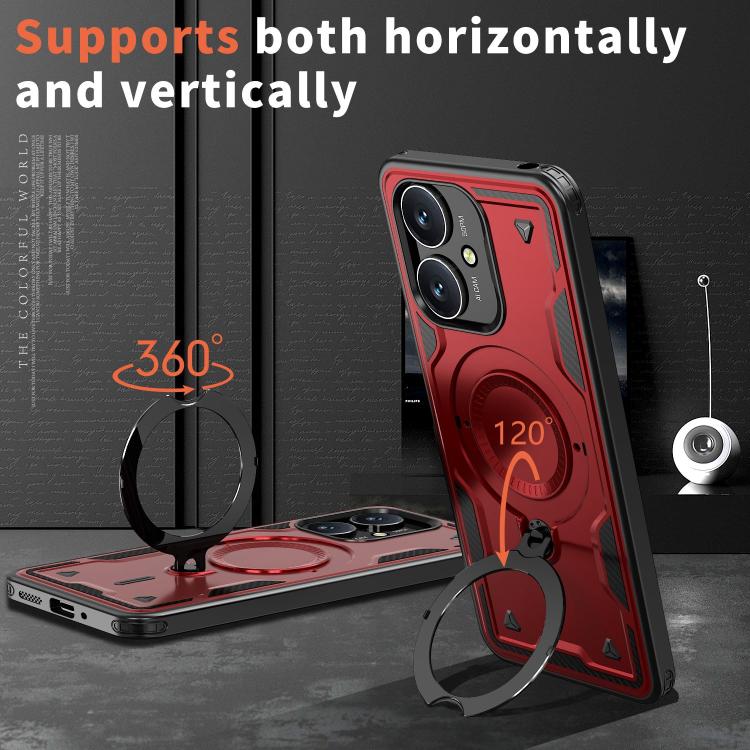For Redmi 13C 5G PC Hybrid TPU Armor MagSafe Ring Holder Phone Case