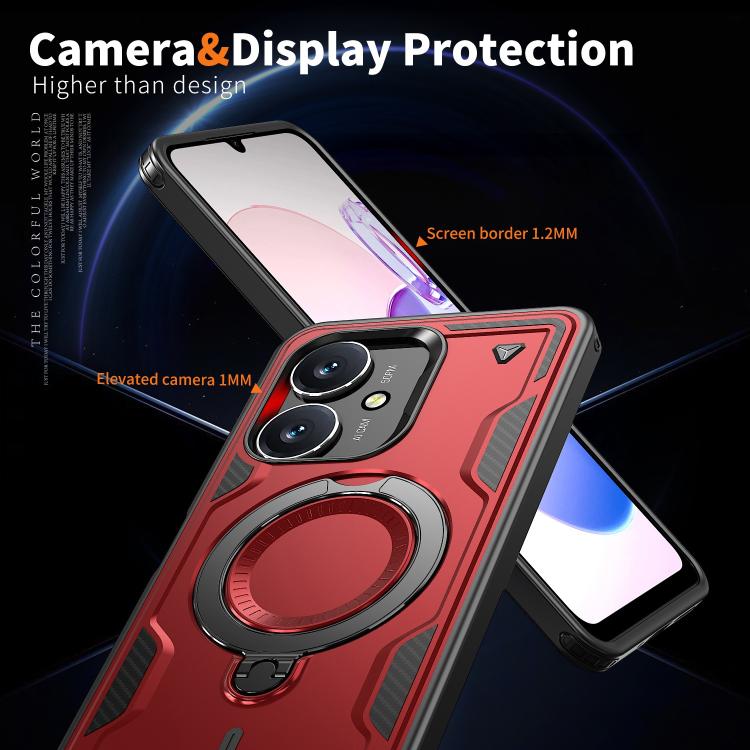 For Redmi 13C 5G PC Hybrid TPU Armor MagSafe Ring Holder Phone Case