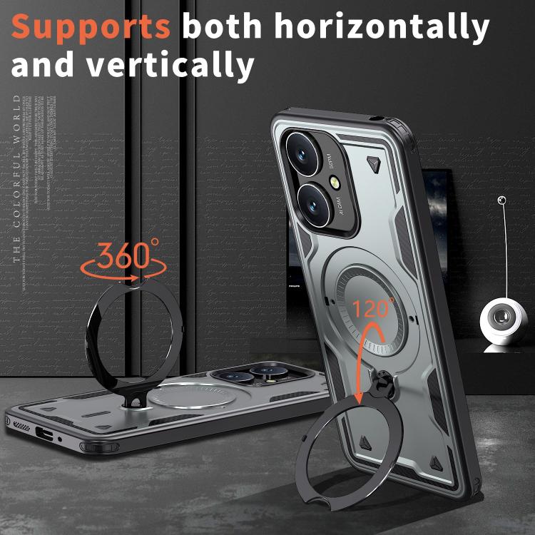 For Redmi 13C 5G PC Hybrid TPU Armor MagSafe Ring Holder Phone Case