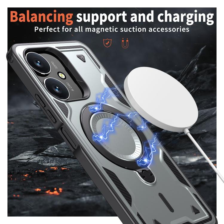 For Redmi 13C 5G PC Hybrid TPU Armor MagSafe Ring Holder Phone Case