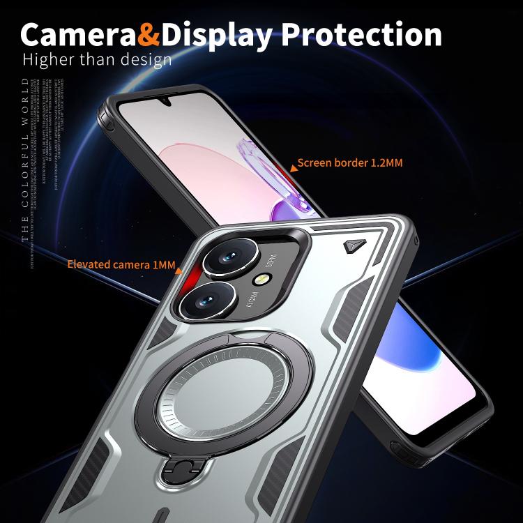 For Redmi 13C 5G PC Hybrid TPU Armor MagSafe Ring Holder Phone Case