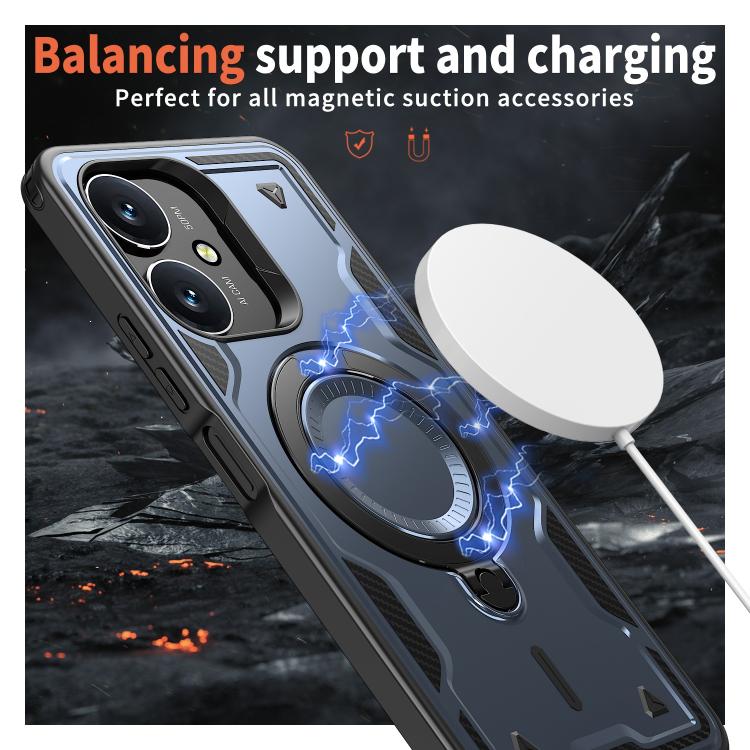 For Redmi 13C 5G PC Hybrid TPU Armor MagSafe Ring Holder Phone Case