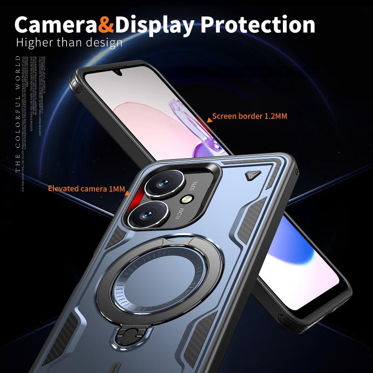 For Redmi 13C 5G PC Hybrid TPU Armor MagSafe Ring Holder Phone Case