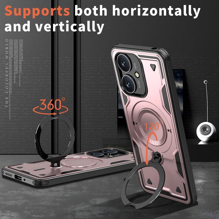 For Redmi 13C 5G PC Hybrid TPU Armor MagSafe Ring Holder Phone Case