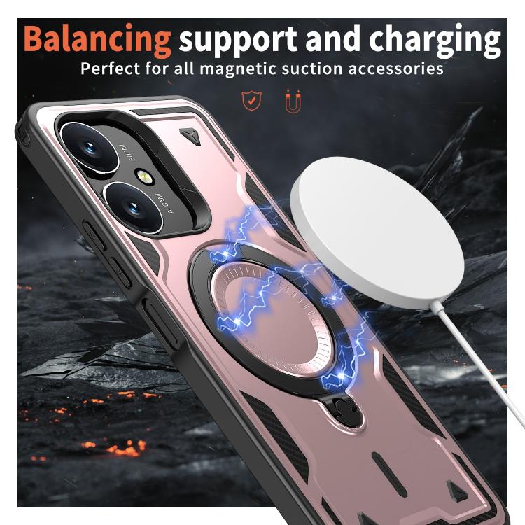 For Redmi 13C 5G PC Hybrid TPU Armor MagSafe Ring Holder Phone Case