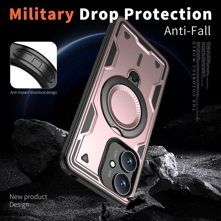 For Redmi 13C 5G PC Hybrid TPU Armor MagSafe Ring Holder Phone Case