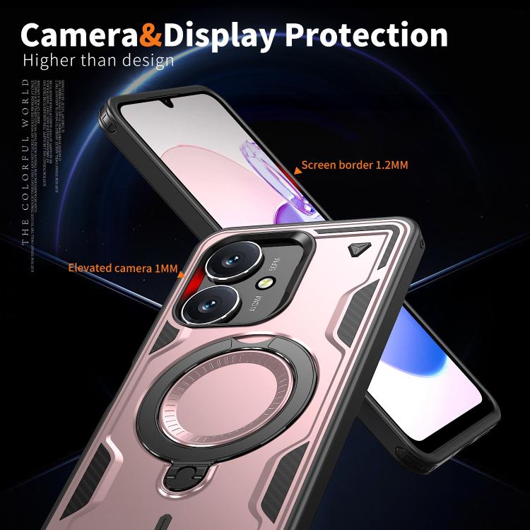 For Redmi 13C 5G PC Hybrid TPU Armor MagSafe Ring Holder Phone Case