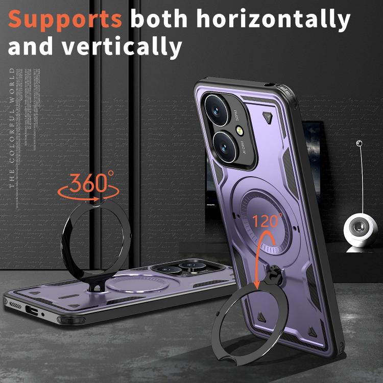For Redmi 13C 5G PC Hybrid TPU Armor MagSafe Ring Holder Phone Case