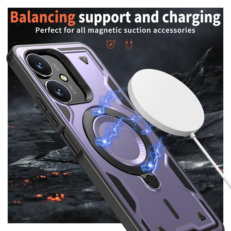 For Redmi 13C 5G PC Hybrid TPU Armor MagSafe Ring Holder Phone Case