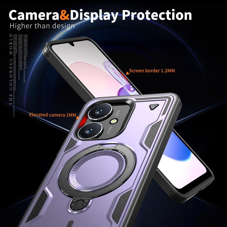 For Redmi 13C 5G PC Hybrid TPU Armor MagSafe Ring Holder Phone Case