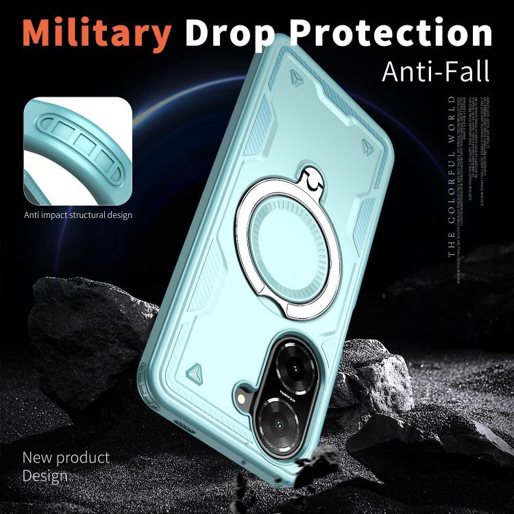 For Redmi A5 4G 171.7mm / Poco C71 PC Hybrid TPU Armor MagSafe Ring Holder Phone Case