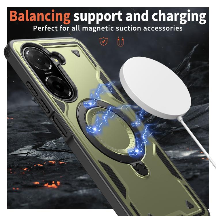 For Redmi A5 4G 171.7mm / Poco C71 PC Hybrid TPU Armor MagSafe Ring Holder Phone Case