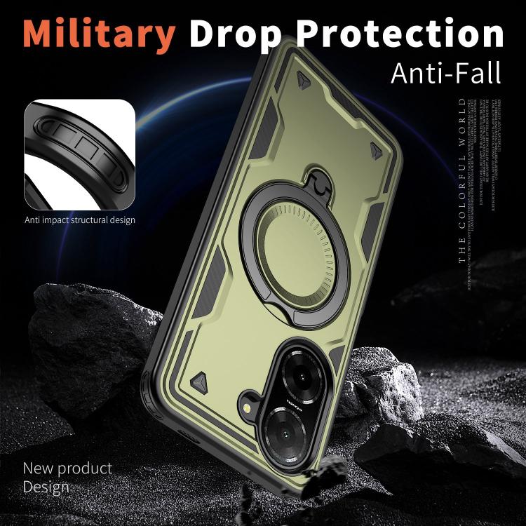 For Redmi A5 4G 171.7mm / Poco C71 PC Hybrid TPU Armor MagSafe Ring Holder Phone Case
