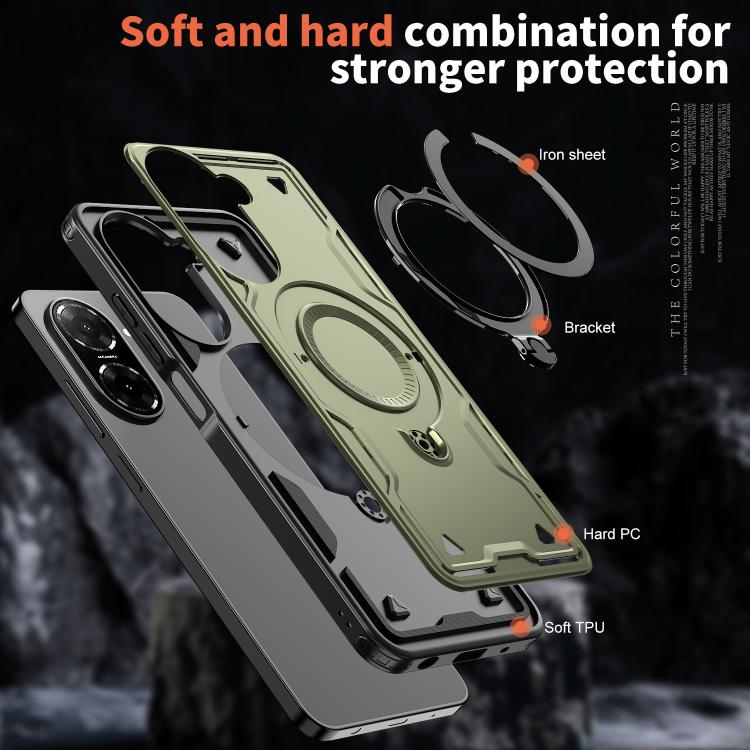 For Redmi A5 4G 171.7mm / Poco C71 PC Hybrid TPU Armor MagSafe Ring Holder Phone Case