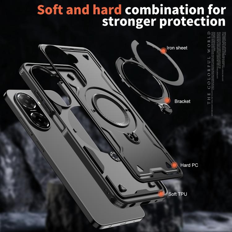 For Redmi A5 4G 171.7mm / Poco C71 PC Hybrid TPU Armor MagSafe Ring Holder Phone Case