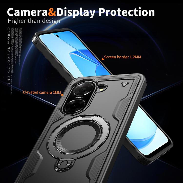 For Redmi A5 4G 171.7mm / Poco C71 PC Hybrid TPU Armor MagSafe Ring Holder Phone Case