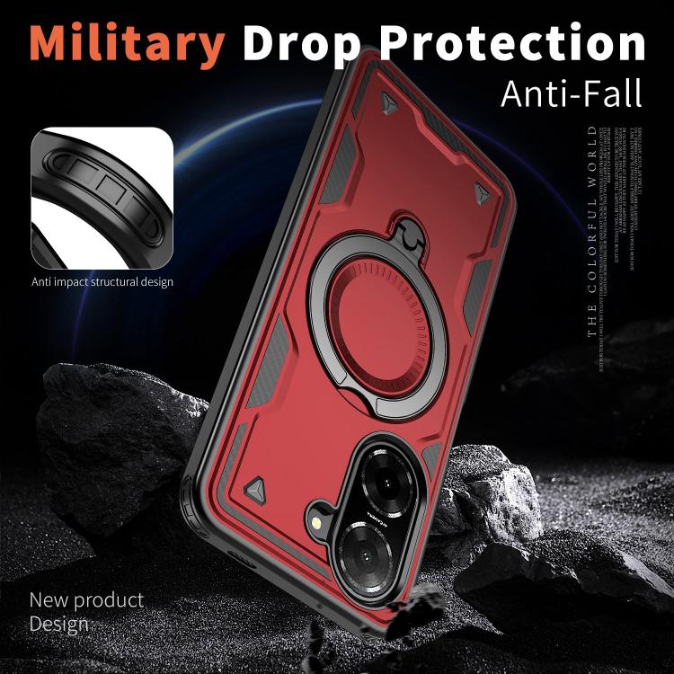 For Redmi A5 4G 171.7mm / Poco C71 PC Hybrid TPU Armor MagSafe Ring Holder Phone Case
