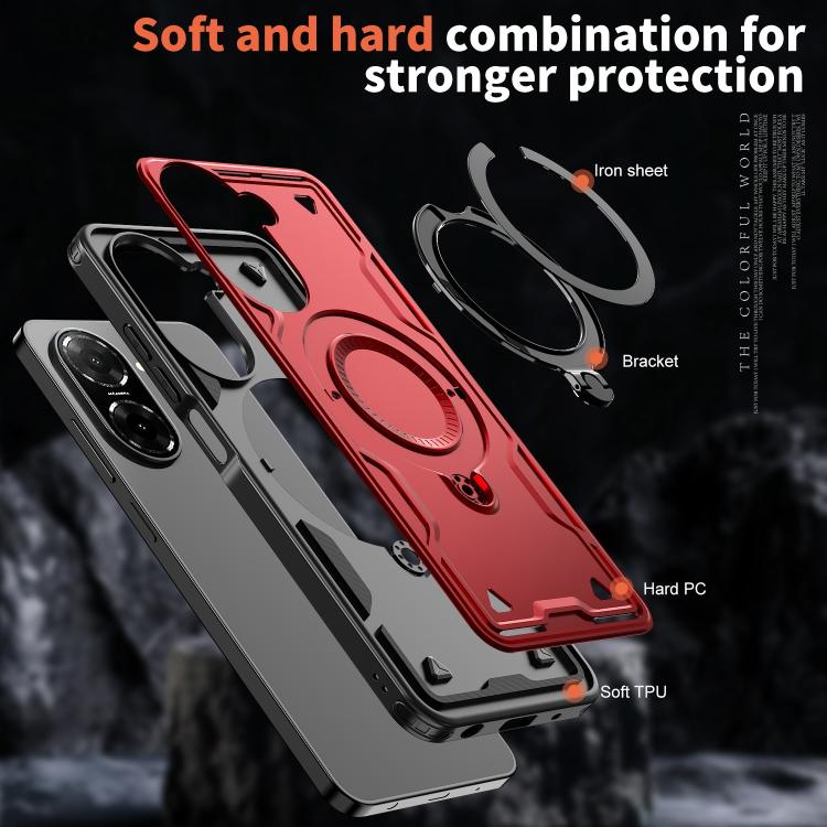 For Redmi A5 4G 171.7mm / Poco C71 PC Hybrid TPU Armor MagSafe Ring Holder Phone Case