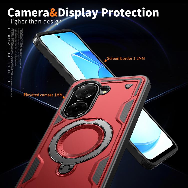 For Redmi A5 4G 171.7mm / Poco C71 PC Hybrid TPU Armor MagSafe Ring Holder Phone Case
