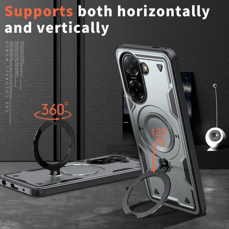 For Redmi A5 4G 171.7mm / Poco C71 PC Hybrid TPU Armor MagSafe Ring Holder Phone Case