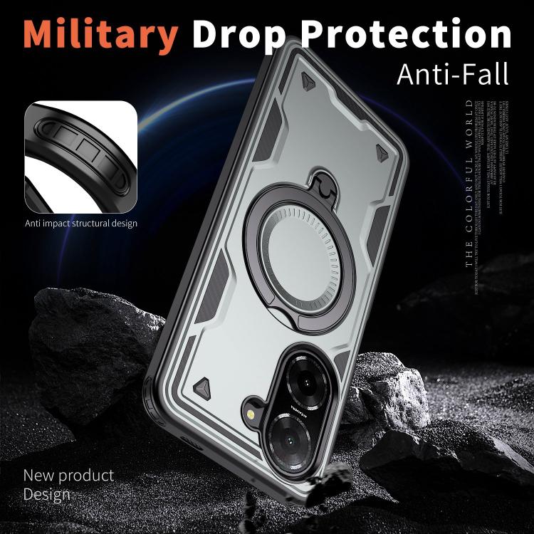 For Redmi A5 4G 171.7mm / Poco C71 PC Hybrid TPU Armor MagSafe Ring Holder Phone Case