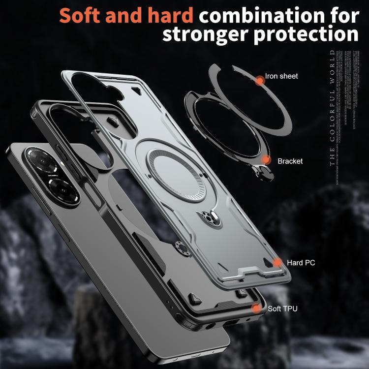 For Redmi A5 4G 171.7mm / Poco C71 PC Hybrid TPU Armor MagSafe Ring Holder Phone Case
