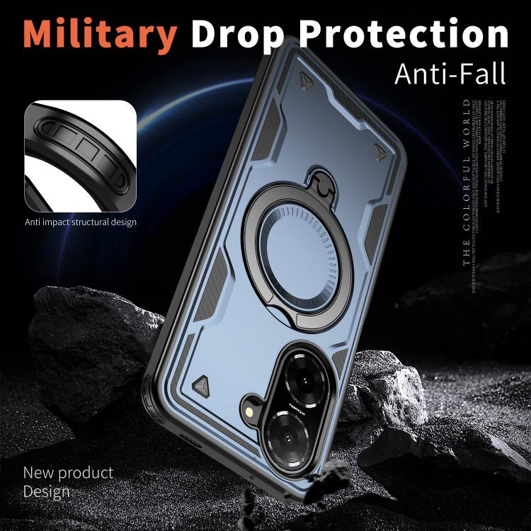 For Redmi A5 4G 171.7mm / Poco C71 PC Hybrid TPU Armor MagSafe Ring Holder Phone Case