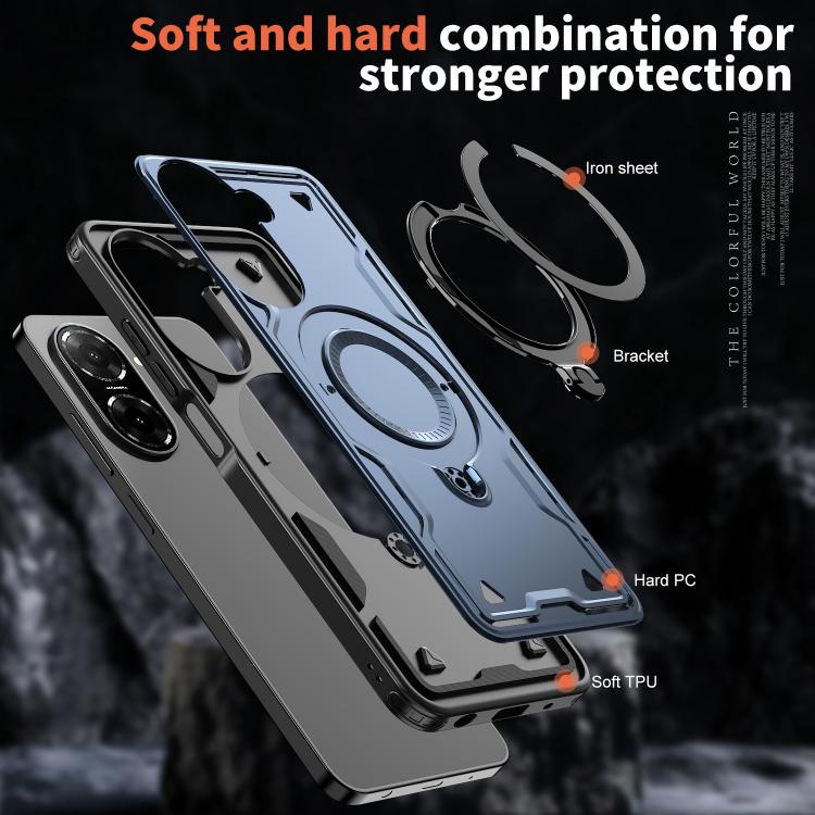 For Redmi A5 4G 171.7mm / Poco C71 PC Hybrid TPU Armor MagSafe Ring Holder Phone Case
